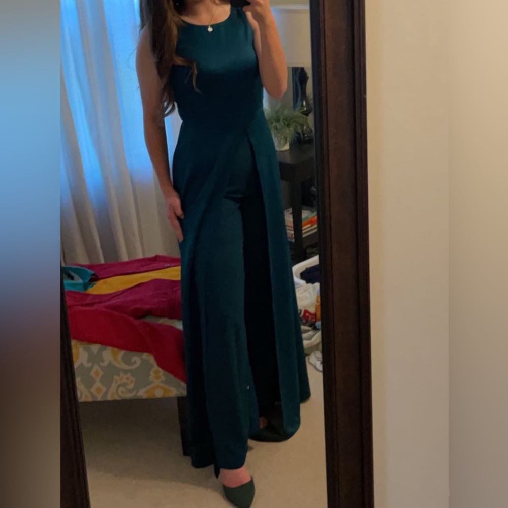 Green jumpsuit with skirt